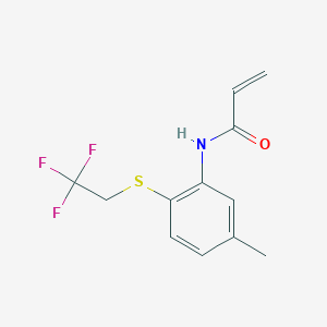 molecular formula C12H12F3NOS B2534605 N-[5-Methyl-2-(2,2,2-trifluoroethylsulfanyl)phenyl]prop-2-enamide CAS No. 2305318-47-0