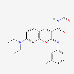 (2Z)-N-acetyl-7-(diethylamino)-2-[(3-methylphenyl)imino]-2H-chromene-3-carboxamide