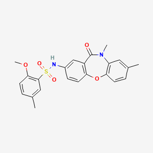 molecular formula C23H22N2O5S B2534616 N-(8,10-dimethyl-11-oxo-10,11-dihydrodibenzo[b,f][1,4]oxazepin-2-yl)-2-methoxy-5-methylbenzenesulfonamide CAS No. 922036-55-3
