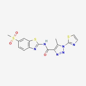 molecular formula C15H12N6O3S3 B2534619 5-甲基-N-(6-(甲基磺酰基)苯并[d]噻唑-2-基)-1-(噻唑-2-基)-1H-1,2,3-三唑-4-甲酰胺 CAS No. 1251580-79-6