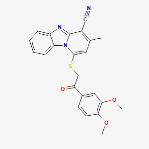 molecular formula C23H19N3O3S B2534621 1-[2-(3,4-二甲氧基苯基)-2-氧代乙基]硫代-3-甲基吡啶并[1,2-a]苯并咪唑-4-腈 CAS No. 876721-72-1