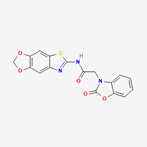 molecular formula C17H11N3O5S B2534625 N-([1,3]二氧杂[4',5':4,5]苯并[1,2-d]噻唑-6-基)-2-(2-氧代苯并[d]恶唑-3(2H)-基)乙酰胺 CAS No. 1170880-21-3
