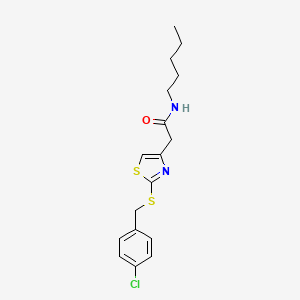 molecular formula C17H21ClN2OS2 B2534627 2-(2-((4-chlorobenzyl)thio)thiazol-4-yl)-N-pentylacetamide CAS No. 941984-73-2