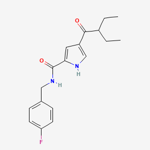 molecular formula C18H21FN2O2 B2534633 4-(2-乙基丁酰)-N-[(4-氟苯基)甲基]-1H-吡咯-2-甲酰胺 CAS No. 478259-87-9