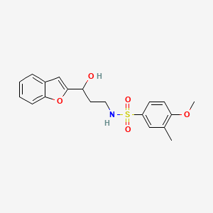 molecular formula C19H21NO5S B2534636 N-(3-(benzofuran-2-yl)-3-hydroxypropyl)-4-methoxy-3-methylbenzenesulfonamide CAS No. 1448047-90-2