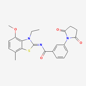 molecular formula C22H21N3O4S B2534662 (Z)-3-(2,5-dioxopyrrolidin-1-yl)-N-(3-ethyl-4-methoxy-7-methylbenzo[d]thiazol-2(3H)-ylidene)benzamide CAS No. 868369-97-5