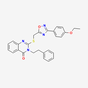 molecular formula C27H24N4O3S B2534743 2-(((3-(4-ethoxyphenyl)-1,2,4-oxadiazol-5-yl)methyl)thio)-3-phenethylquinazolin-4(3H)-one CAS No. 2034368-15-3