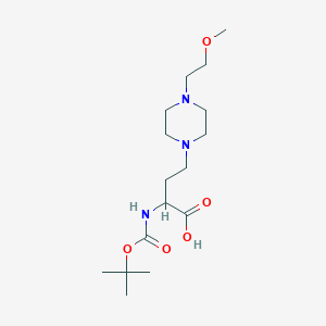molecular formula C16H31N3O5 B2534753 4-[4-(2-甲氧基乙基)哌嗪-1-基]-2-[(2-甲基丙烷-2-基)氧羰基氨基]丁酸 CAS No. 2402831-32-5