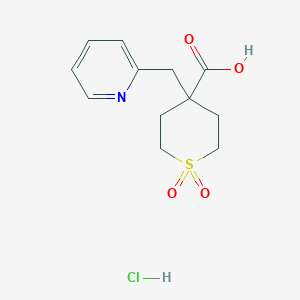 molecular formula C12H16ClNO4S B2534785 1,1-二氧代-4-(吡啶-2-基甲基)-1Lambda(6)-噻吩-4-羧酸盐酸盐 CAS No. 2197057-45-5