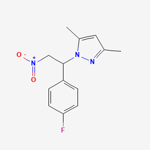 molecular formula C13H14FN3O2 B2534790 1-[1-(4-Fluorophenyl)-2-nitroethyl]-3,5-dimethylpyrazole CAS No. 956607-04-8