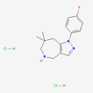 molecular formula C15H20Cl2FN3 B2534808 1-(4-fluorophenyl)-7,7-dimethyl-1H,4H,5H,6H,7H,8H-pyrazolo[4,3-c]azepine dihydrochloride CAS No. 2059937-59-4
