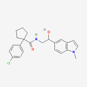 molecular formula C23H25ClN2O2 B2534813 1-(4-chlorophenyl)-N-(2-hydroxy-2-(1-methyl-1H-indol-5-yl)ethyl)cyclopentanecarboxamide CAS No. 2034409-32-8