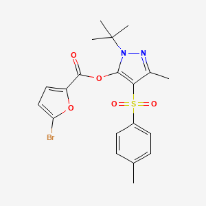 molecular formula C20H21BrN2O5S B2534820 1-tert-butyl-3-methyl-4-[(4-methylphenyl)sulfonyl]-1H-pyrazol-5-yl 5-bromo-2-furoate CAS No. 851082-22-9