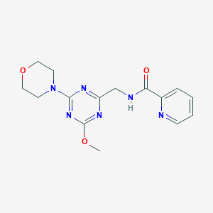 molecular formula C15H18N6O3 B2534828 N-((4-甲氧基-6-吗啉代-1,3,5-三嗪-2-基)甲基)吡啶甲酰胺 CAS No. 2034270-32-9