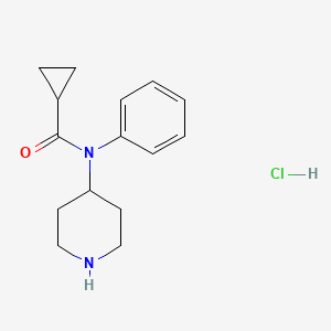 molecular formula C15H21ClN2O B2534829 N-phenyl-N-4-piperidinyl-cyclopropanecarboxamide,monohydrochloride CAS No. 1432-04-8