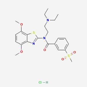 molecular formula C23H30ClN3O5S2 B2534831 N-(2-(diethylamino)ethyl)-N-(4,7-dimethoxybenzo[d]thiazol-2-yl)-3-(methylsulfonyl)benzamide hydrochloride CAS No. 1216806-77-7