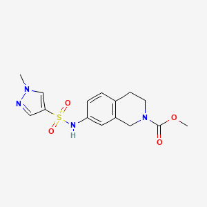 molecular formula C15H18N4O4S B2534832 methyl 7-(1-methyl-1H-pyrazole-4-sulfonamido)-3,4-dihydroisoquinoline-2(1H)-carboxylate CAS No. 1797310-20-3