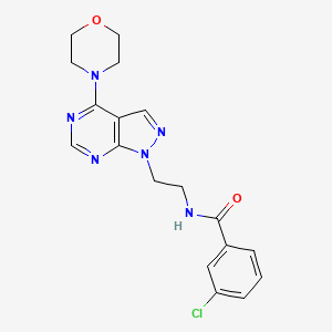 molecular formula C18H19ClN6O2 B2534841 3-chloro-N-(2-(4-morpholino-1H-pyrazolo[3,4-d]pyrimidin-1-yl)ethyl)benzamide CAS No. 1021094-18-7