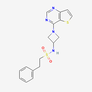 molecular formula C17H18N4O2S2 B2534842 2-Phenyl-N-(1-thieno[3,2-d]pyrimidin-4-ylazetidin-3-yl)ethanesulfonamide CAS No. 2415517-59-6