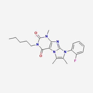 molecular formula C21H24FN5O2 B2534846 6-(2-Fluorophenyl)-4,7,8-trimethyl-2-pentylpurino[7,8-a]imidazole-1,3-dione CAS No. 899987-98-5