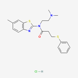 molecular formula C21H26ClN3OS2 B2534853 N-(2-(dimethylamino)ethyl)-N-(6-methylbenzo[d]thiazol-2-yl)-3-(phenylthio)propanamide hydrochloride CAS No. 1216894-58-4