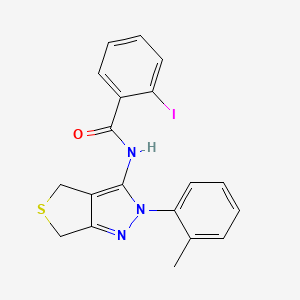 molecular formula C19H16IN3OS B2534864 2-iodo-N-[2-(2-methylphenyl)-4,6-dihydrothieno[3,4-c]pyrazol-3-yl]benzamide CAS No. 396720-44-8