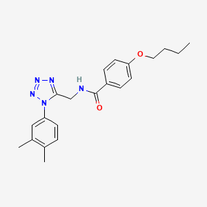 molecular formula C21H25N5O2 B2534866 4-butoxy-N-((1-(3,4-dimethylphenyl)-1H-tetrazol-5-yl)methyl)benzamide CAS No. 933001-74-2