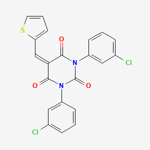 molecular formula C21H12Cl2N2O3S B2534880 1,3-Bis(3-chlorophenyl)-5-(thiophen-2-ylmethylidene)-1,3-diazinane-2,4,6-trione CAS No. 1024175-36-7