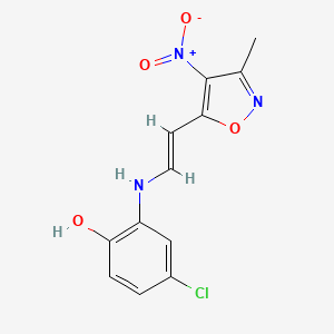 molecular formula C12H10ClN3O4 B2534885 4-chloro-2-{[(E)-2-(3-methyl-4-nitro-1,2-oxazol-5-yl)ethenyl]amino}phenol CAS No. 240799-66-0