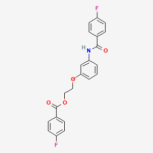 molecular formula C22H17F2NO4 B2534894 2-{3-[(4-Fluorobenzoyl)amino]phenoxy}ethyl 4-fluorobenzenecarboxylate CAS No. 866008-26-6