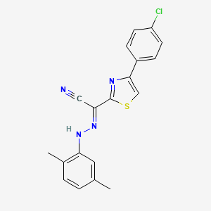 molecular formula C19H15ClN4S B2534903 (2E)-4-(4-chlorophenyl)-N-(2,5-dimethylanilino)-1,3-thiazole-2-carboximidoyl cyanide CAS No. 477285-76-0