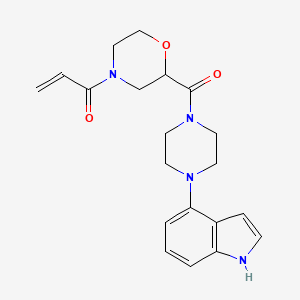 molecular formula C20H24N4O3 B2534906 1-[2-[4-(1H-Indol-4-yl)piperazine-1-carbonyl]morpholin-4-yl]prop-2-en-1-one CAS No. 2248768-55-8