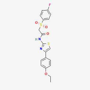 molecular formula C19H17FN2O4S2 B2534911 N-(4-(4-ethoxyphenyl)thiazol-2-yl)-2-((4-fluorophenyl)sulfonyl)acetamide CAS No. 895471-68-8
