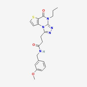 molecular formula C21H23N5O3S B2534914 N-(3-methoxybenzyl)-3-(5-oxo-4-propyl-4,5-dihydrothieno[2,3-e][1,2,4]triazolo[4,3-a]pyrimidin-1-yl)propanamide CAS No. 1189920-64-6