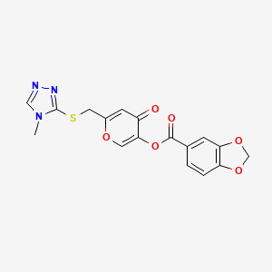 molecular formula C17H13N3O6S B2534917 [6-[(4-甲基-1,2,4-三唑-3-基)巯基甲基]-4-氧代吡喃-3-基] 1,3-苯并二氧杂环-5-羧酸酯 CAS No. 896312-48-4