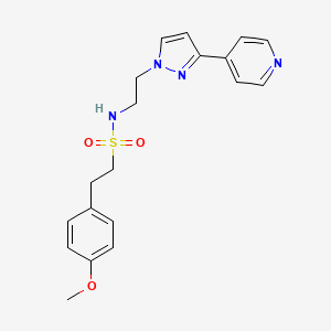 molecular formula C19H22N4O3S B2534927 2-(4-甲氧基苯基)-N-(2-(3-(吡啶-4-基)-1H-吡唑-1-基)乙基)乙磺酰胺 CAS No. 1448129-44-9