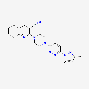 molecular formula C23H26N8 B2534936 2-[4-[6-(3,5-Dimethylpyrazol-1-yl)pyridazin-3-yl]piperazin-1-yl]-5,6,7,8-tetrahydroquinoline-3-carbonitrile CAS No. 2415501-69-6