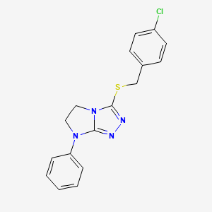 molecular formula C17H15ClN4S B2534946 3-((4-氯苄基)硫代)-7-苯基-6,7-二氢-5H-咪唑并[2,1-c][1,2,4]三唑 CAS No. 923686-17-3