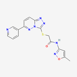 molecular formula C16H13N7O2S B2534947 N-(5-methylisoxazol-3-yl)-2-((6-(pyridin-3-yl)-[1,2,4]triazolo[4,3-b]pyridazin-3-yl)thio)acetamide CAS No. 891108-22-8