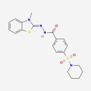 molecular formula C20H22N4O3S2 B2534949 (Z)-N'-(3-甲基苯并[d]噻唑-2(3H)-亚甲基)-4-(哌啶-1-磺酰基)苯并肼 CAS No. 302939-20-4