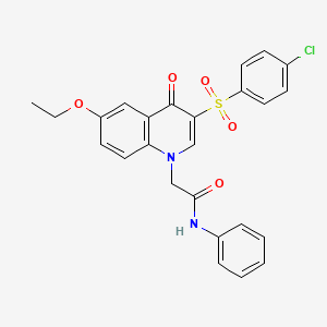 molecular formula C25H21ClN2O5S B2534965 2-[3-(4-chlorophenyl)sulfonyl-6-ethoxy-4-oxoquinolin-1-yl]-N-phenylacetamide CAS No. 866590-93-4