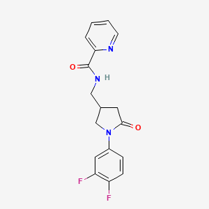 molecular formula C17H15F2N3O2 B2534966 N-{[1-(3,4-difluorophenyl)-5-oxopyrrolidin-3-yl]methyl}pyridine-2-carboxamide CAS No. 2415463-64-6