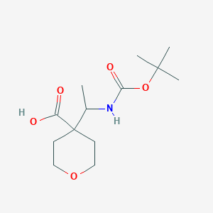 molecular formula C13H23NO5 B2534969 4-(1-((tert-Butoxycarbonyl)amino)ethyl)tetrahydro-2H-pyran-4-carboxylic acid CAS No. 2138413-29-1