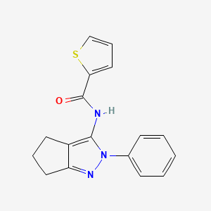molecular formula C17H15N3OS B2534976 N-{2-phenyl-2H,4H,5H,6H-cyclopenta[c]pyrazol-3-yl}thiophene-2-carboxamide CAS No. 1043104-29-5