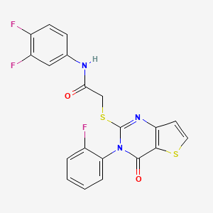 molecular formula C20H12F3N3O2S2 B2534981 N-(3,4-二氟苯基)-2-{[3-(2-氟苯基)-4-氧代-3,4-二氢噻吩并[3,2-d]嘧啶-2-基]硫代}乙酰胺 CAS No. 1260952-67-7