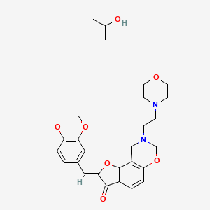 molecular formula C28H36N2O7 B2534986 (4Z)-4-[(3,4-dimethoxyphenyl)methylidene]-12-[2-(morpholin-4-yl)ethyl]-3,10-dioxa-12-azatricyclo[7.4.0.0^{2,6}]trideca-1,6,8-trien-5-one; propan-2-ol CAS No. 1351664-58-8