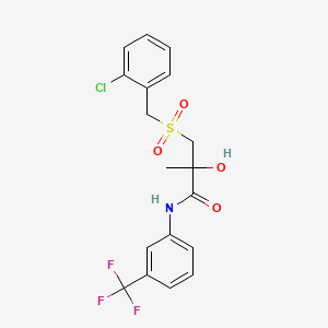 molecular formula C18H17ClF3NO4S B2534987 3-[(2-chlorobenzyl)sulfonyl]-2-hydroxy-2-methyl-N-[3-(trifluoromethyl)phenyl]propanamide CAS No. 339275-65-9