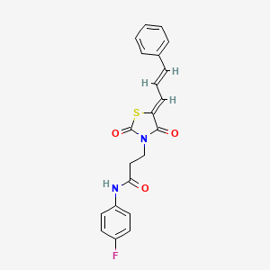 molecular formula C21H17FN2O3S B2534993 3-((Z)-2,4-dioxo-5-((E)-3-phenylallylidene)thiazolidin-3-yl)-N-(4-fluorophenyl)propanamide CAS No. 868152-89-0