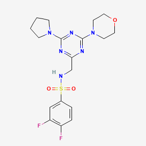molecular formula C18H22F2N6O3S B2535000 3,4-difluoro-N-((4-morpholino-6-(pyrrolidin-1-yl)-1,3,5-triazin-2-yl)methyl)benzenesulfonamide CAS No. 2034472-48-3