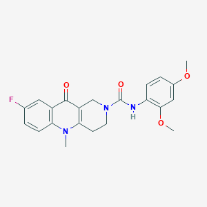 molecular formula C22H22FN3O4 B2535003 N-(2,4-dimethoxyphenyl)-8-fluoro-5-methyl-10-oxo-3,4,5,10-tetrahydrobenzo[b][1,6]naphthyridine-2(1H)-carboxamide CAS No. 1251675-16-7